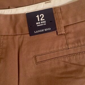 Lands’ End sz 12 midRise trouser leg pants NWT in French Walnut, inseam 32